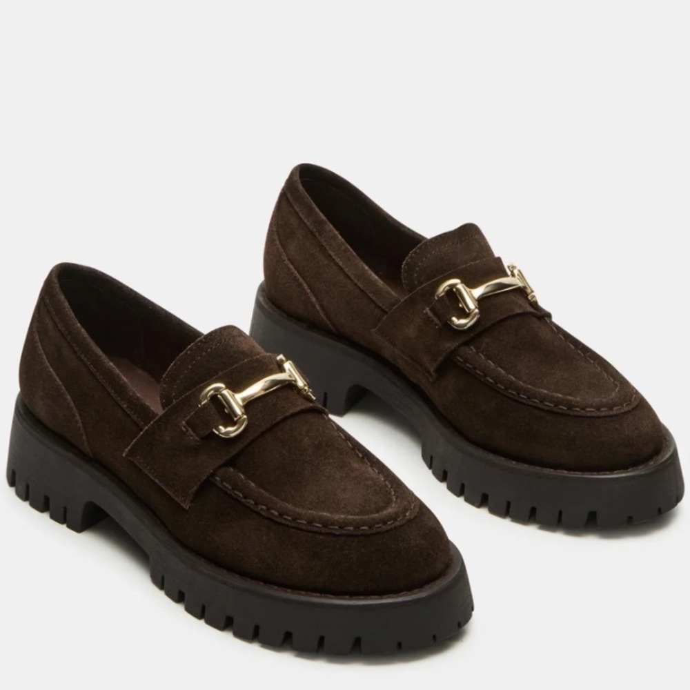 Steve Madden Vintage Y2K Lando Brown Suede Chunky Loafers Women's Size 6.5